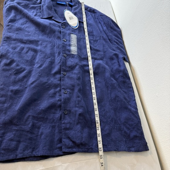 New OP Ocean Pacific Blue Leaf Tropical Short Sleeve Aloha Shirt Mens XL - Picture 9 of 10